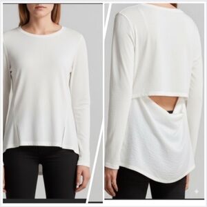 All Saints Nadia Long Sleeve Tee in White Sz Large
